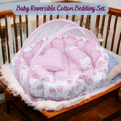 Tinitot Baby Reversible Cotton Bedding Set with Mosquito Net | 0-12 Months