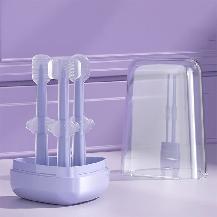 Toothbrush 3 Pc Set – 100% Soft Silicone (Newborn to Toddler)