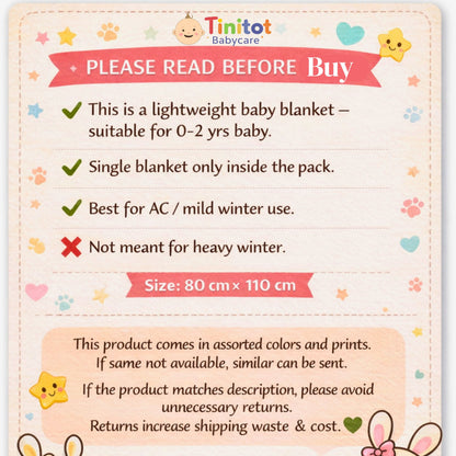 Tinitot Baby Blanket Super Soft Flannel Fleece Cartoon Print | Warm & Cozy Newborn Blanket | Lightweight All Season | Crib, Bed & Travel Use | 0–3 Years