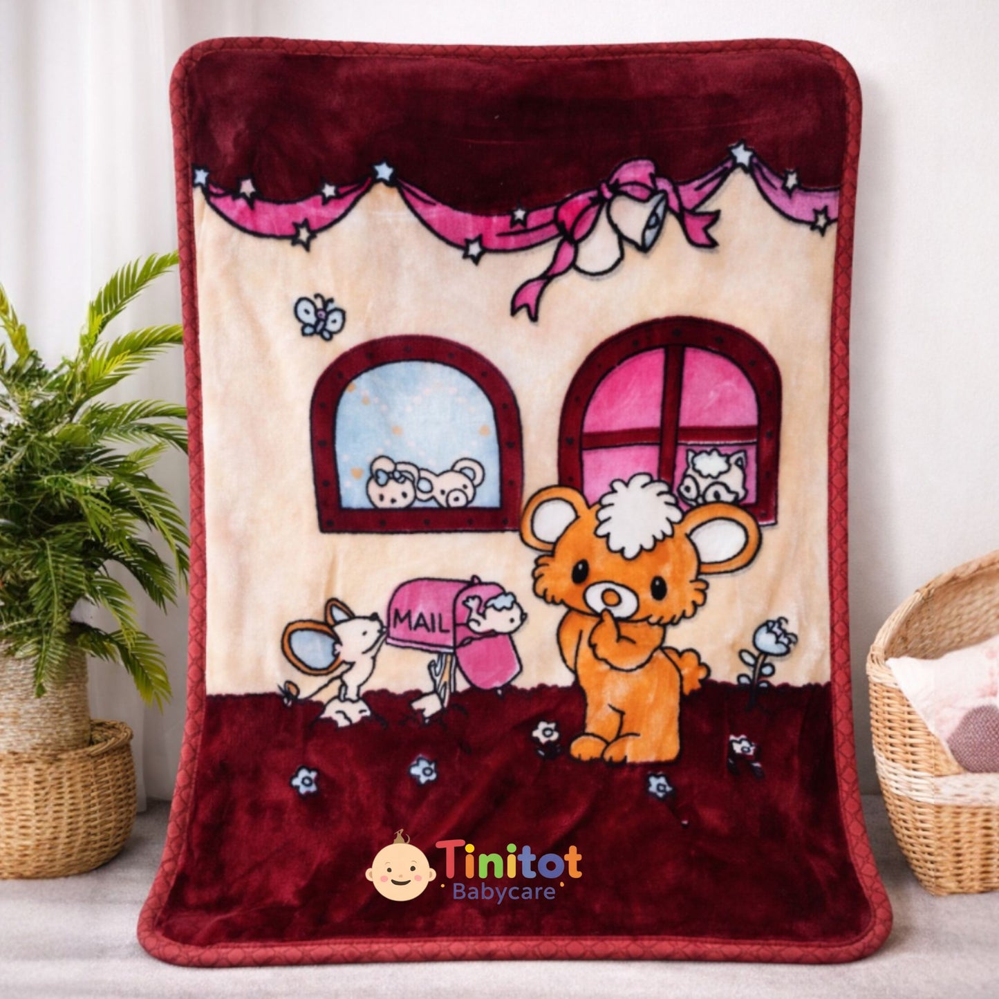 Baby Blanket for Newborn | Soft Baby Blanket 0-2 Years | Teddy Bear Fleece Blanket | Infant Blanket | Baby Shower Gift | Tinitot (80x110 cm)