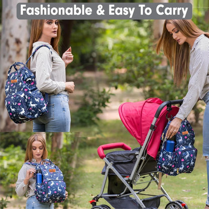 TiniTot Unicorn Diaper Backpack | Waterproof | Large 24L | Fashionable Baby Bag for Moms