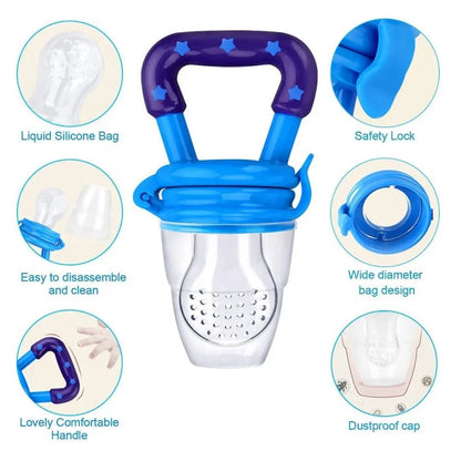 Baby Fruit Feeder Pacifier with 3 Silicone Nipple Sizes – Pack of 2