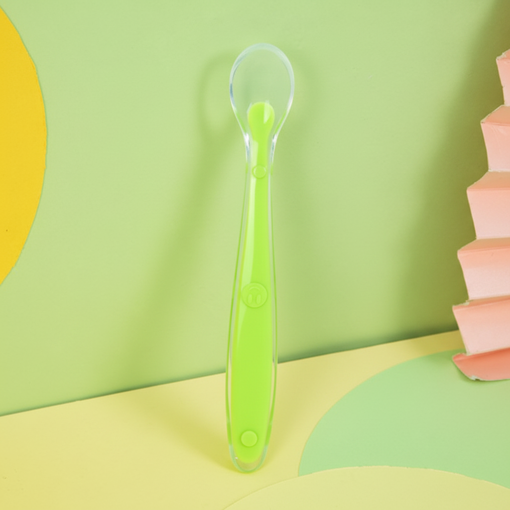 Silicone Baby Feeding Spoon – Green | 100% Food Grade Silicone (Pack of 1)