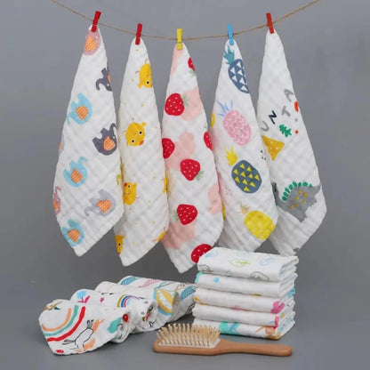 TiniTot Muslin Baby Face Towel | Pack of 3 | Soft 6-Layer Cotton Washcloth for Newborns