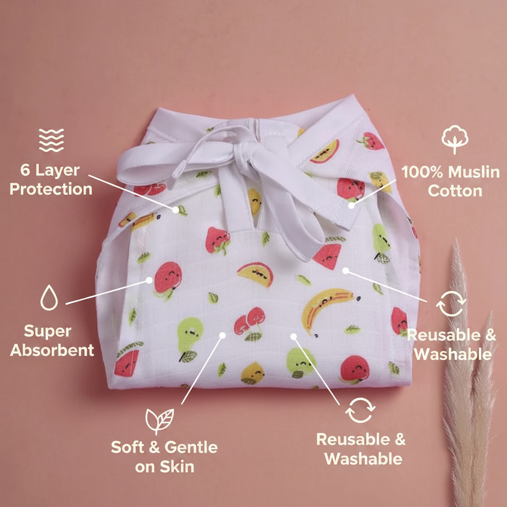 Muslin Nappy 6 Layer Infographic