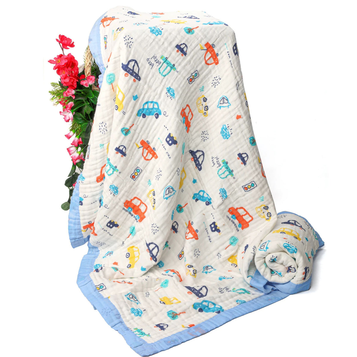 6 Layer Muslin Baby Blanket 100% Cotton, 110x110 cm, Soft Breathable Newborn Blanket, Lightweight Summer Swaddle for Babies